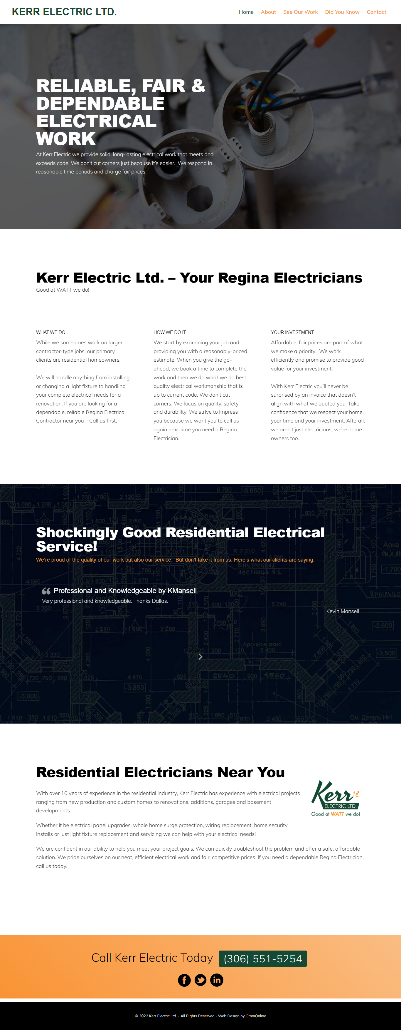 Kerr electric full website - Saskatchewan's best web designers