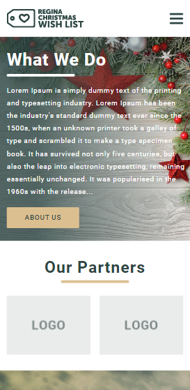 Regina Christmas Wishlist - Web design for charities