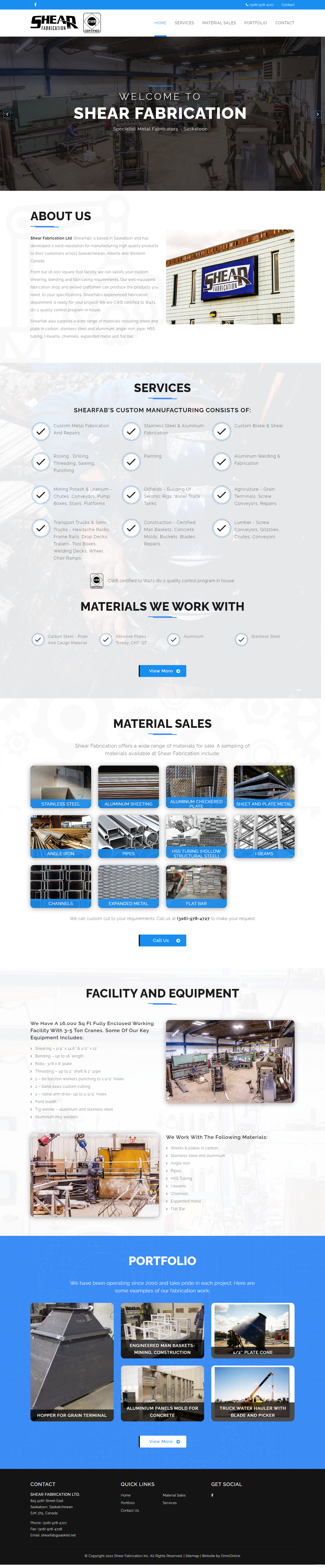 shear fabrication full website - saskatchewan's best web design