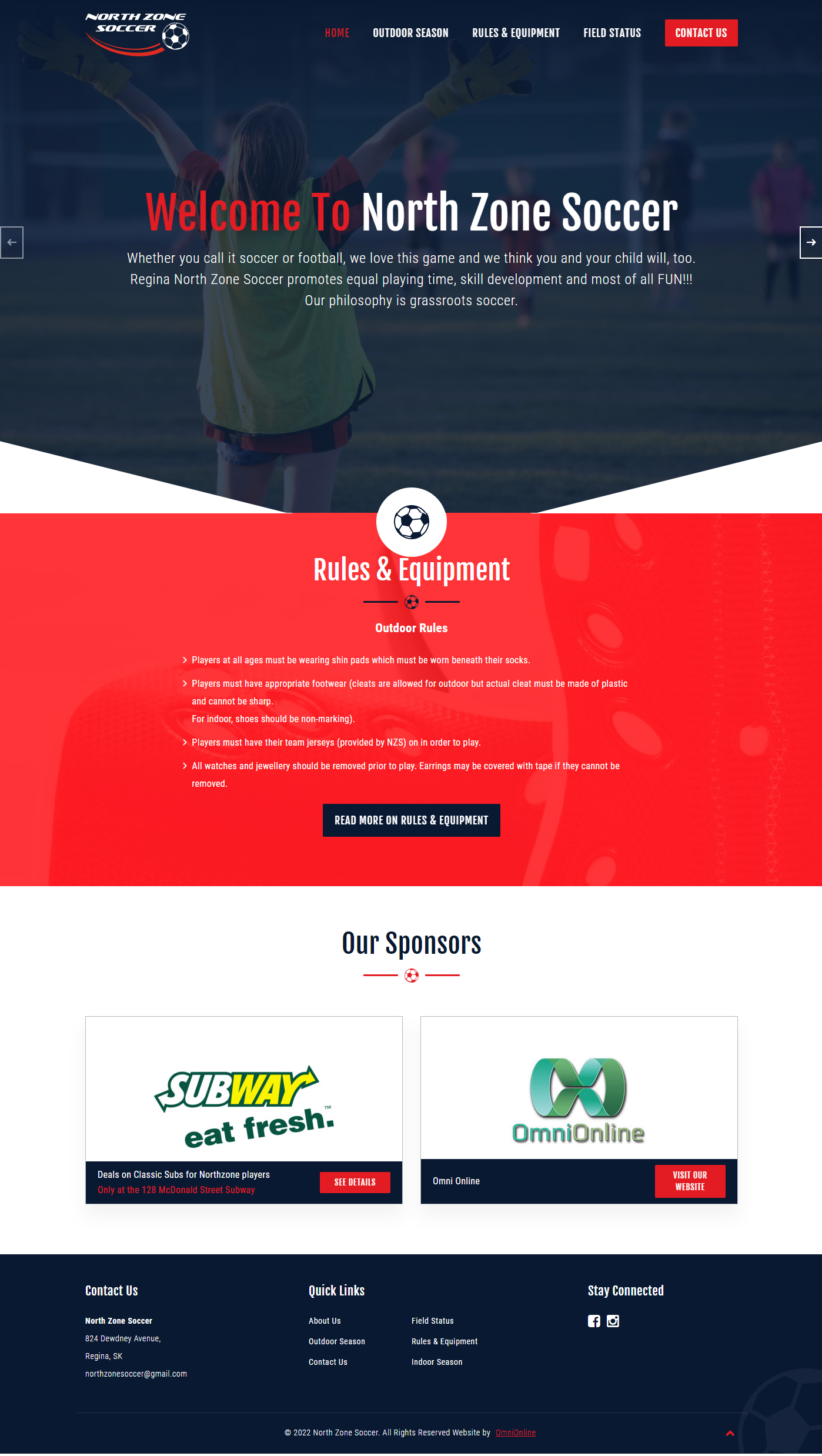 Northzone soccer - web design for community organizations