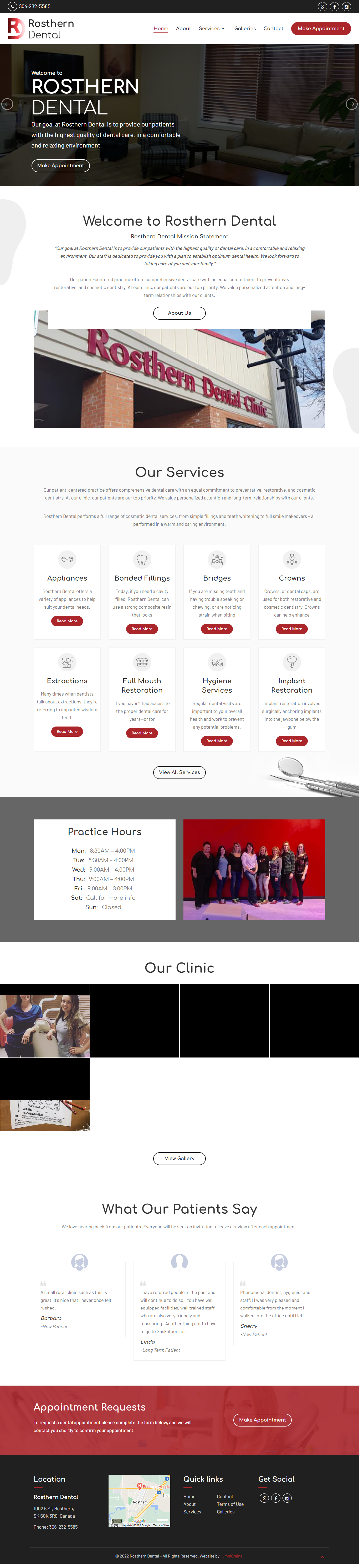 Rosthern dental full web design and web hosting by OmniOnline