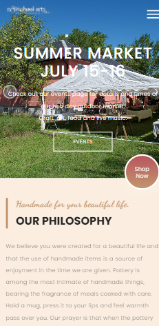 New school pottery website - mobile web design saskatchewan