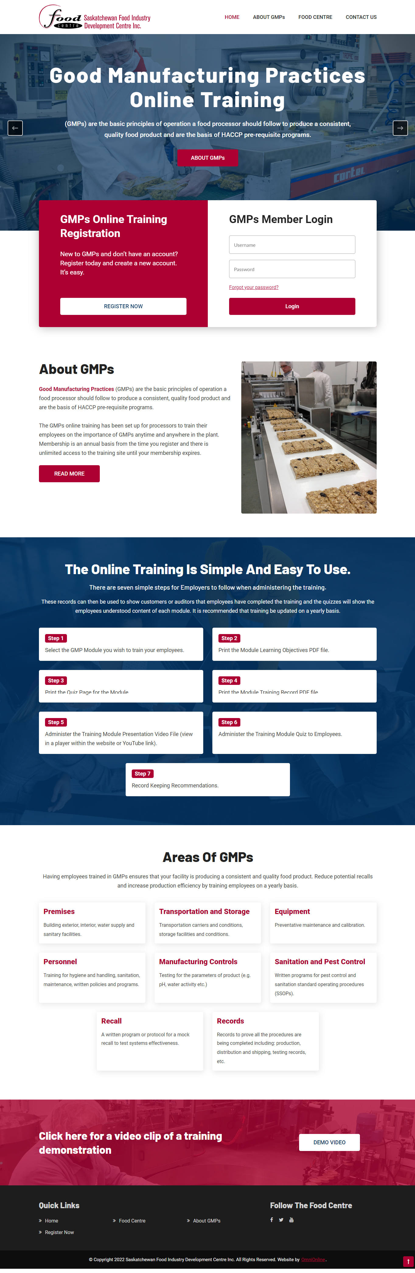 Food Centre website - design by OmniOnline
