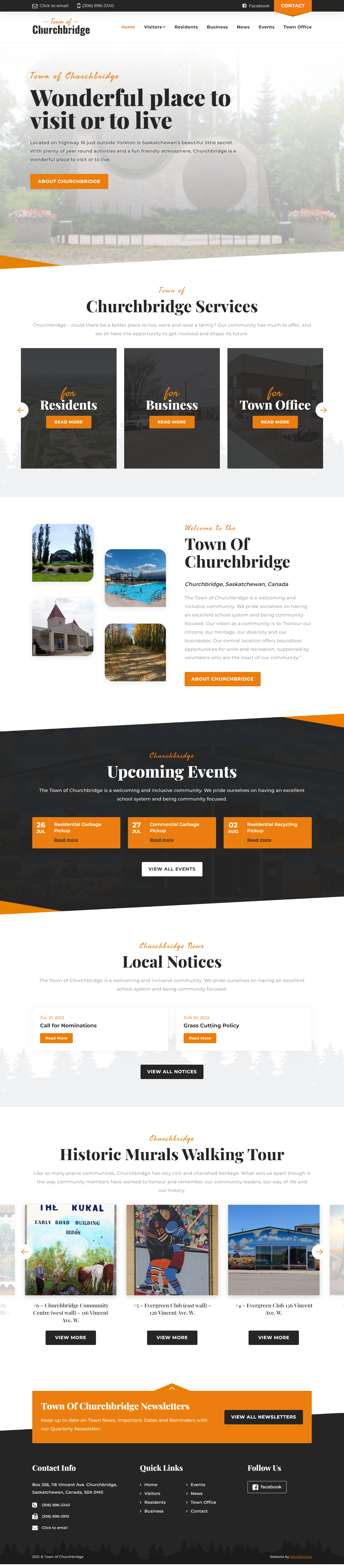 Town of Churchbridge website design by OmniOnline