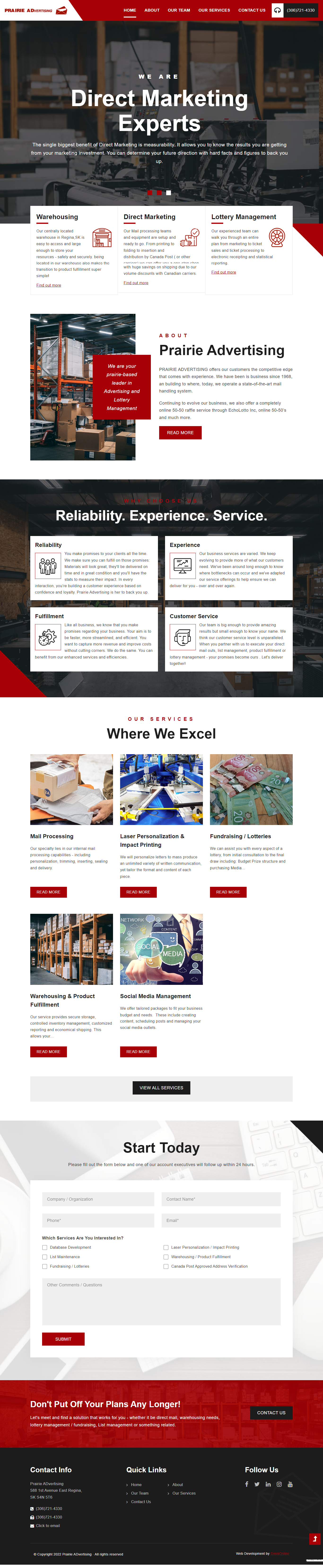 Prairie Advertising Full Website - Regina best business web design