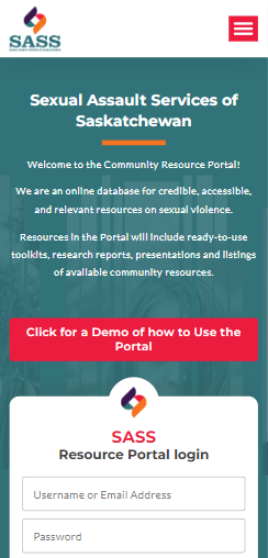 SASS Portal Mobile website and design - Saskatchewan
