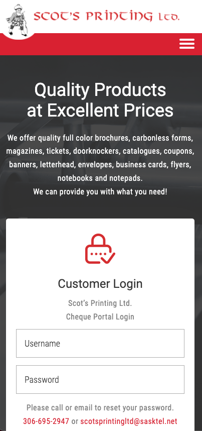 Scot's Printing mpbile responsive web design by OmniOnline