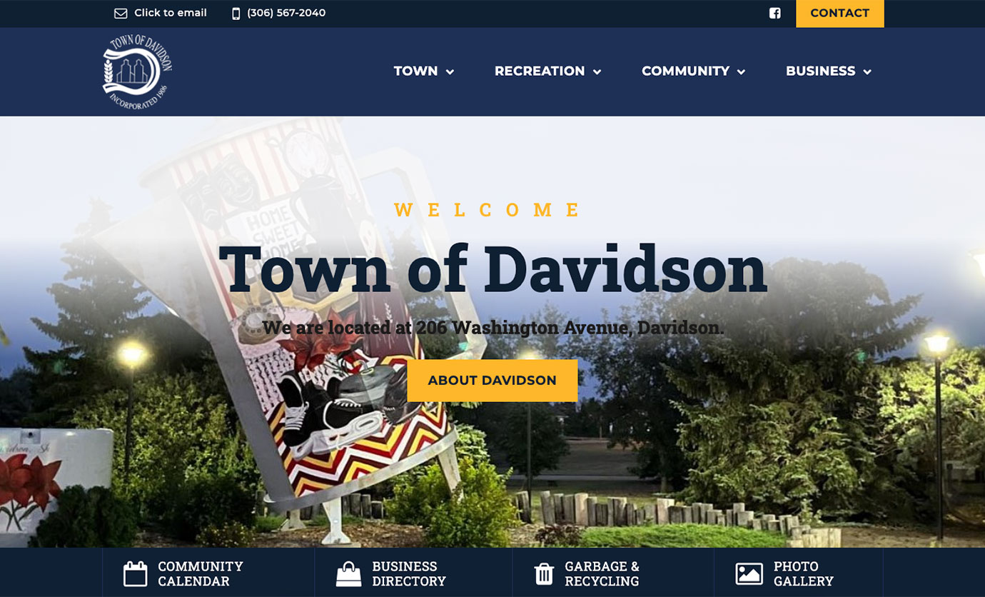 town of davidson desktop website design by omnionline regina