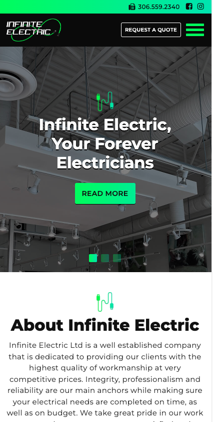 Infinite electric - wordpress web development - Regina Sask
