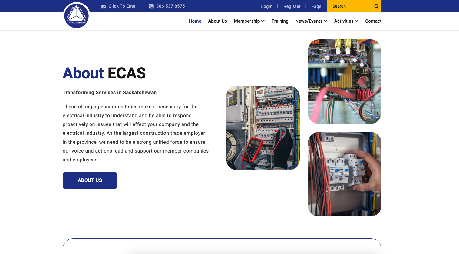 wordpress website by OmniOnline for electrical contractors association of Saskatchewan