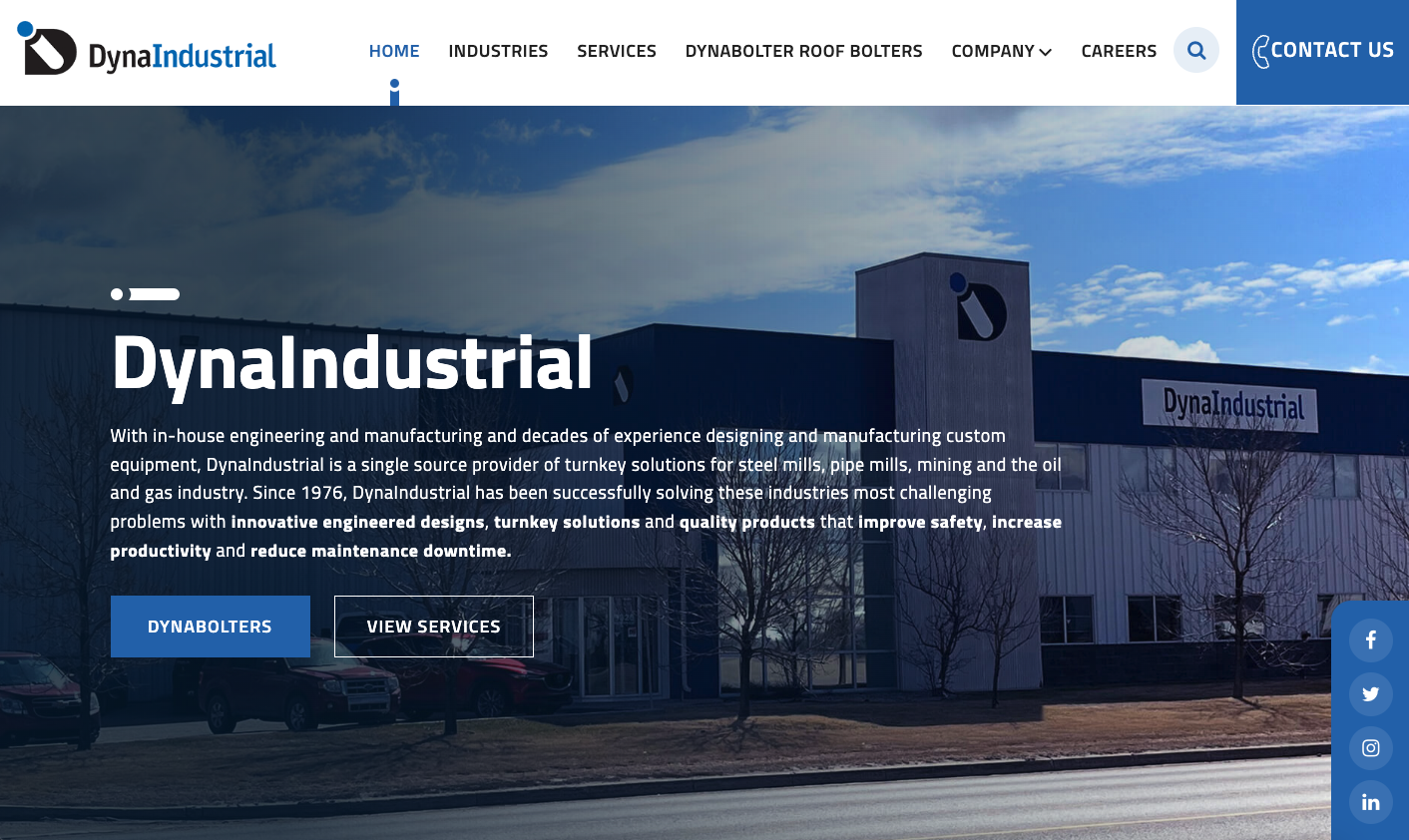DynaINdustrial website developed by OmniOnline, Regina